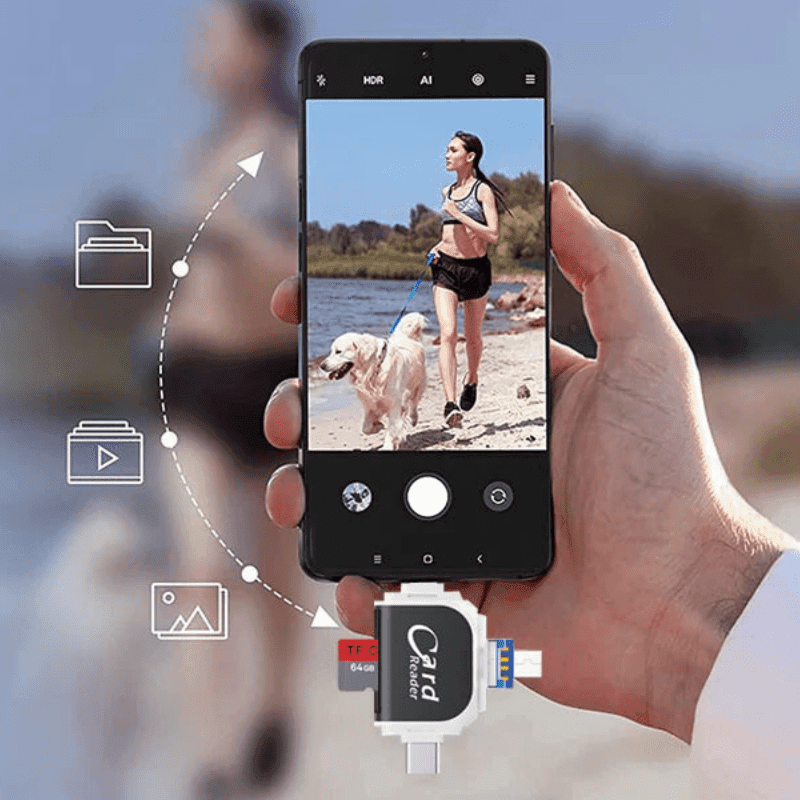 USBCard 4 em 1 - Leitor de Cartão SD Universal | Fotos de Câmeras Digitais no Celular em Segundos