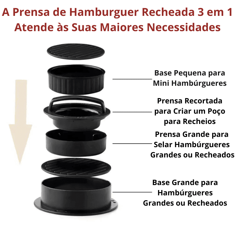 Prensa de Hambúrguer com Assadeira e Papel Forro