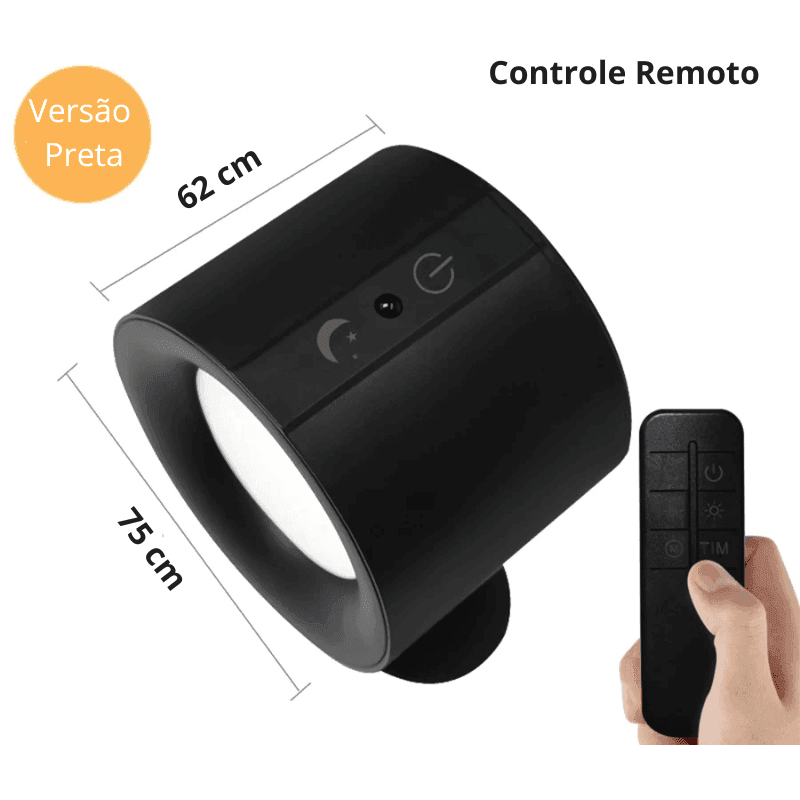 Lâmpada LED de Parede Rotativa, Recarga USB sem Fio